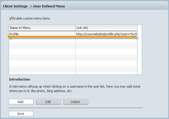 User Defined Menu - User Manual of 123 Flash Chat Server Software ...