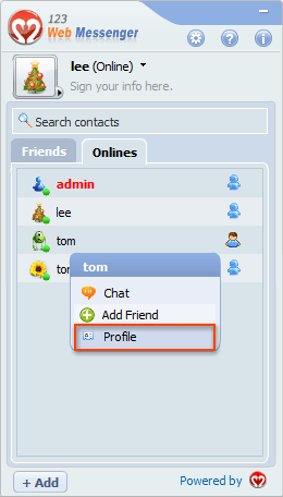 Show profile in popup menu